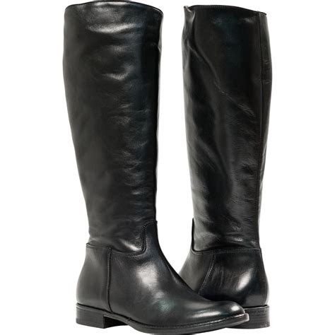 Leather Saddle Tall Boots in Black 